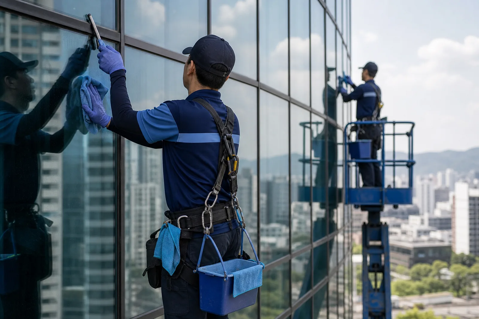 기업 사옥 커튼월 외벽 청소